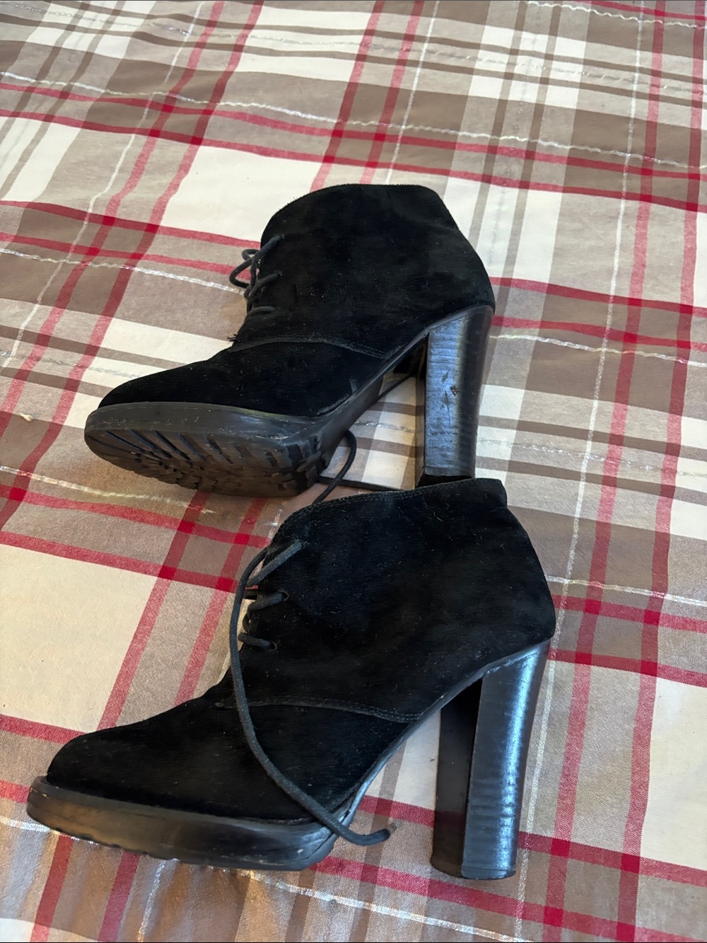 Aldo Black Suede Lace-Up Ankle Booties